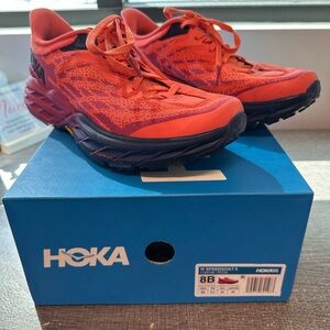Hoka One One Speedgoat 5 Women's Shoes in Blue and Red